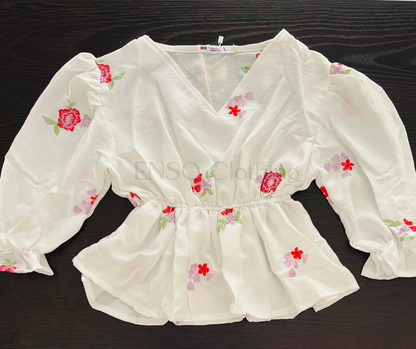 Ladies Floral Linen Crop Top