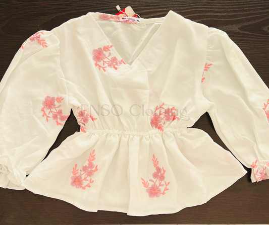Ladies Floral Linen Crop Top